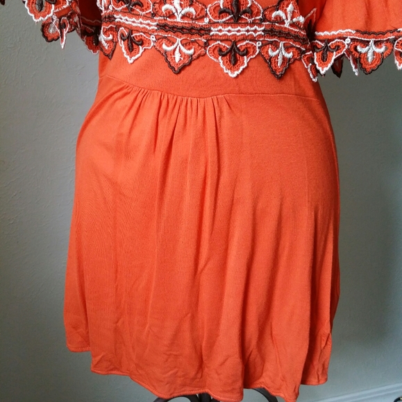 Nwt~Language L. A. Orange Embroidered Waist tunic - Picture 7 of 9